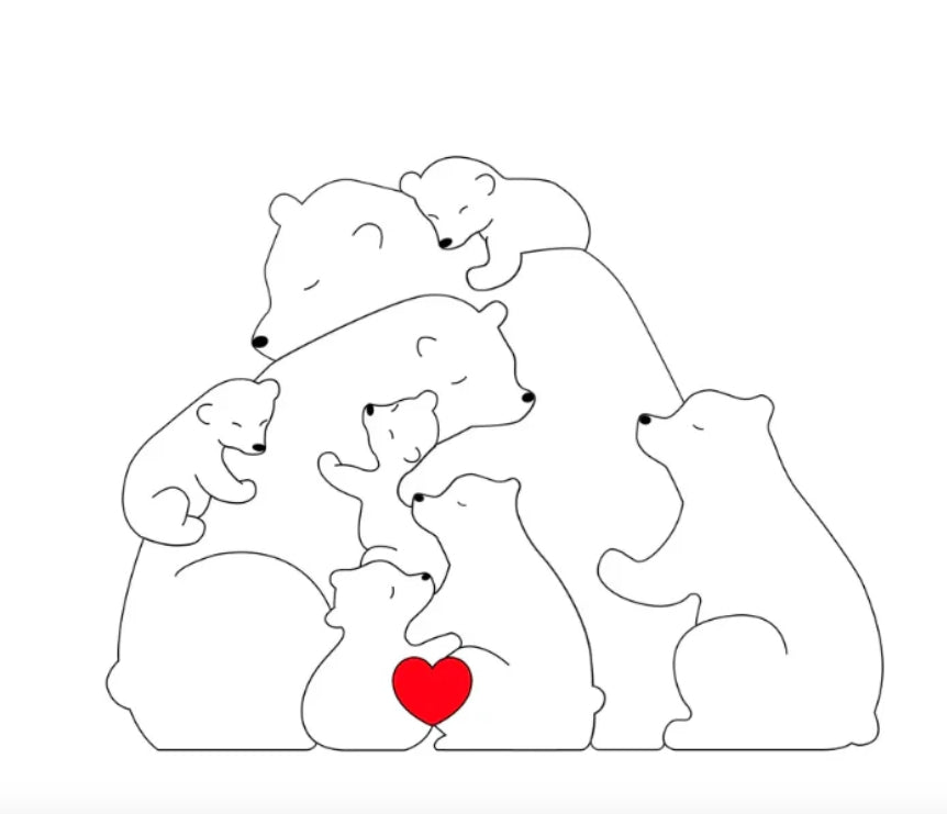 Handgefertigte Personalisierte Bärenfamilie