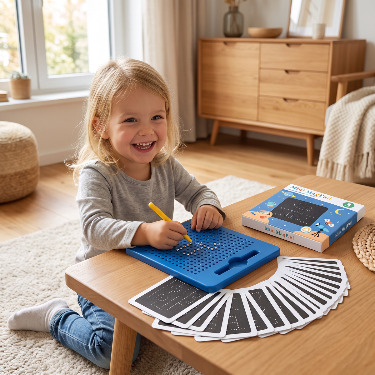 2-in-1 Magnetische Schreib- & Zeichentafel mit aufsteckbaren Formen für Kinder