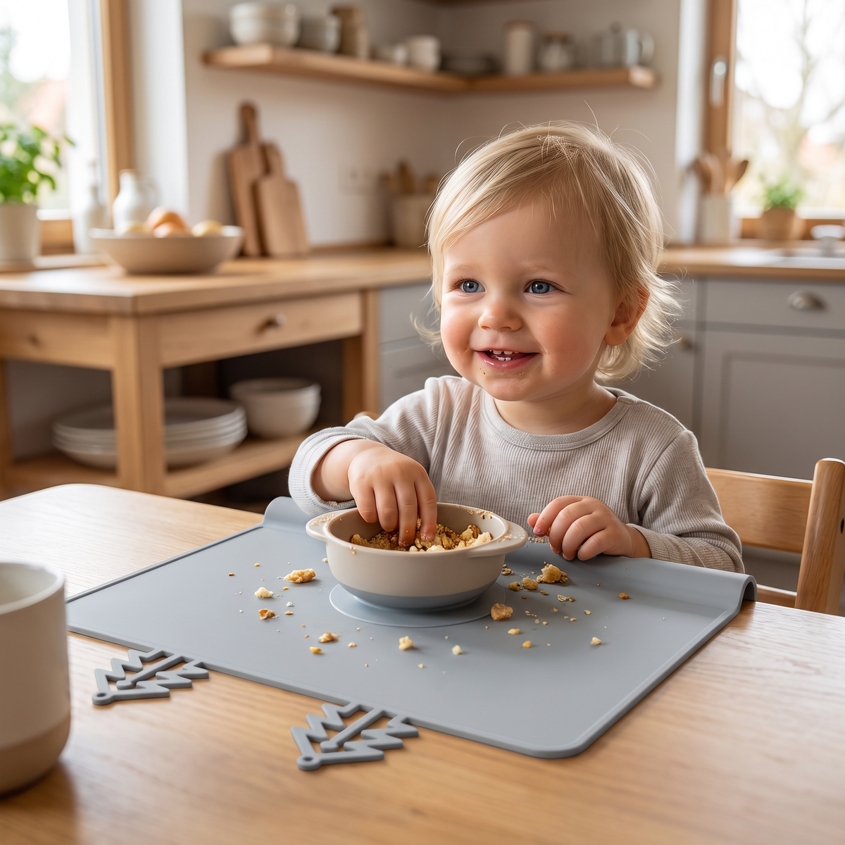 BabySafe praktische & hygienische Silikon-Babytischmatte mit erhöhtem Rand