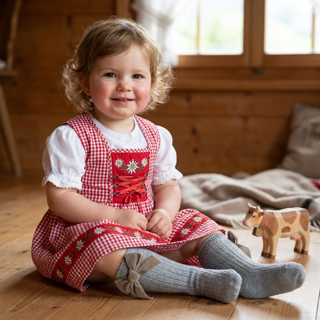 Weihnachtliche Kniestrümpfe für Baby-Mädchen mit Samtschleifen