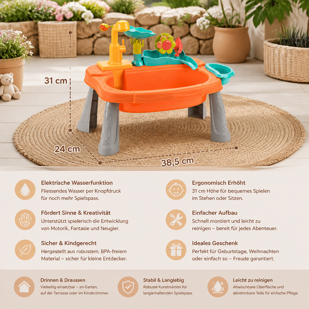 Ergonomisch Erhöhte Kinder-Spielküche mit elektrischer Wasserfunktion