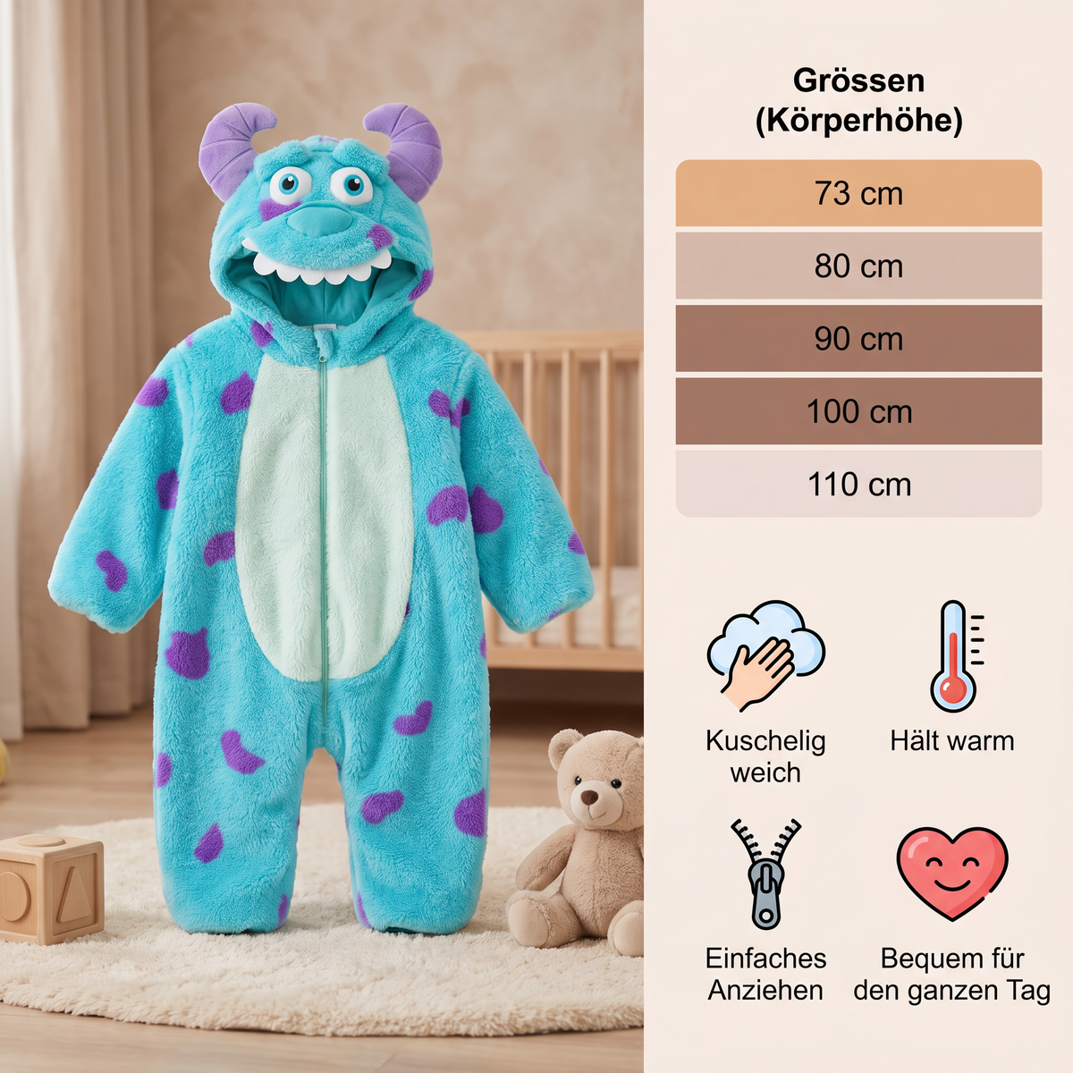 Kuscheliges flauschiges Kostüm für Babys & Kleinkinder