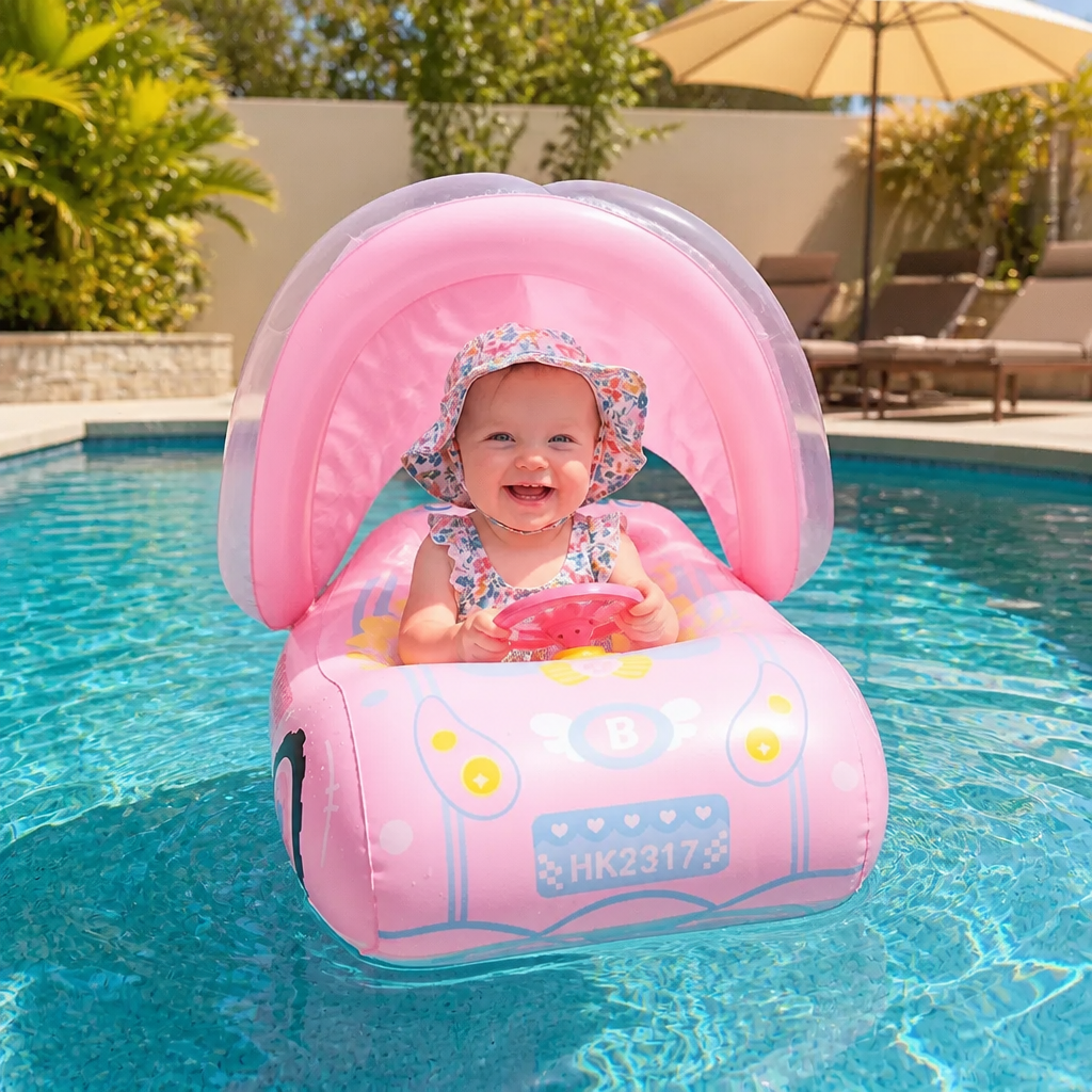 Aufblasbarer Baby Schwimmring Auto mit Sonnendach