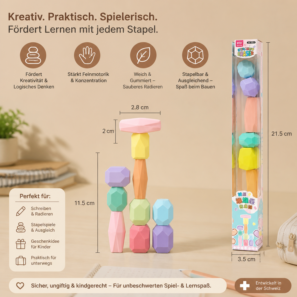 Stapelbares Edelstein-Radiergummi-Set