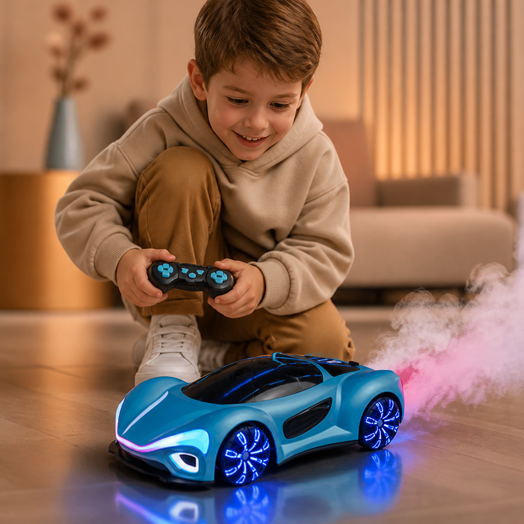 Leuchtendes RC-Driftauto mit Sprüheffekt & Ladestation