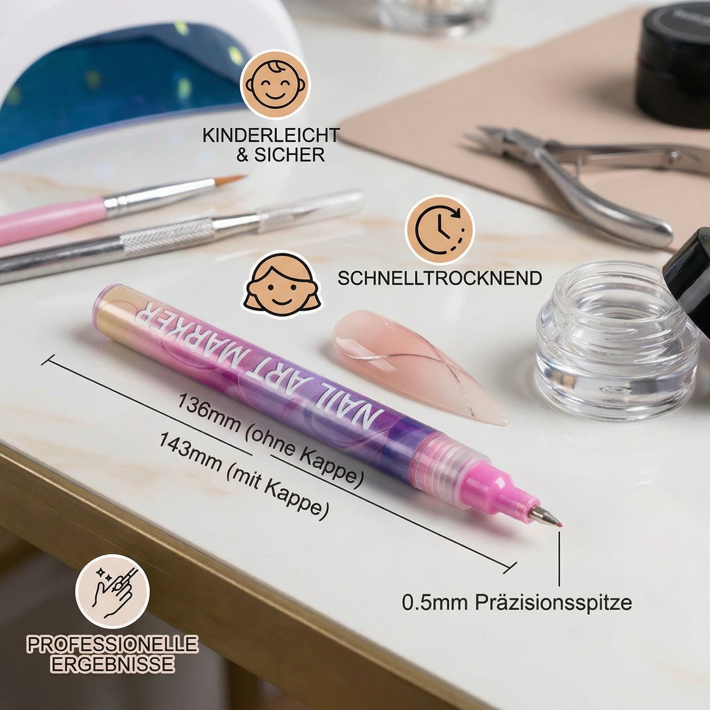 Nail Art Marker Set mit Präzisionsspitze – Acrylmalstifte für feine Nageldesigns
