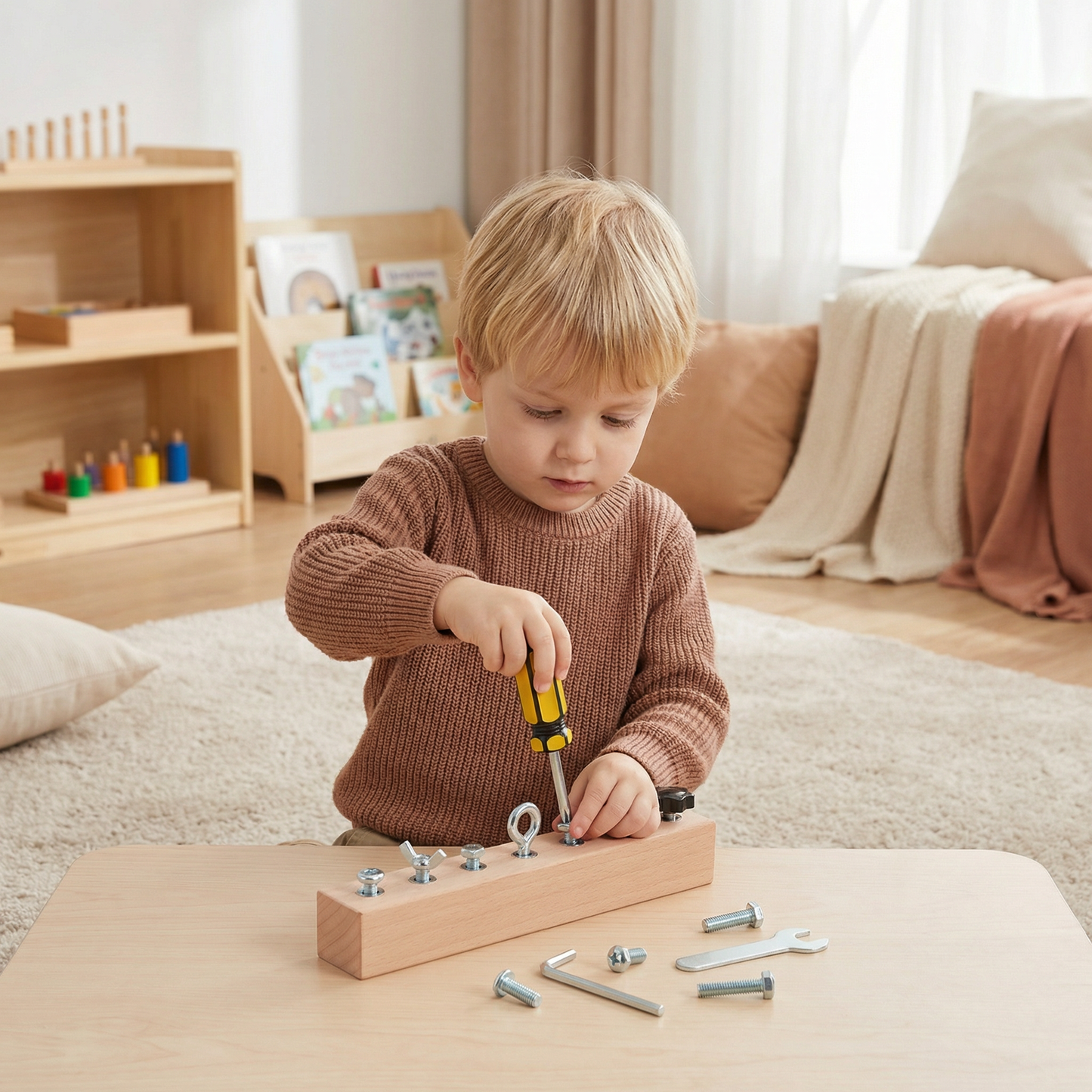 Montessori Holz-Schraubspiel – Feinmotorik & Konzentrationstraining für Kinder