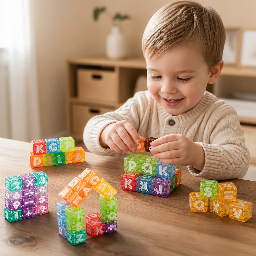 40-teiliges Lernset mit magnetischen Buchstaben & Zahlen – Montessori-MINT-Spielzeug für Kinder