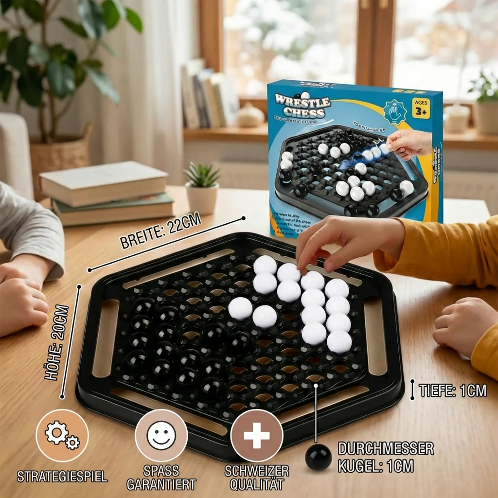 Push-Chess Familien Strategiespiel – Interaktives Logik- & Denkspiel für Kinder