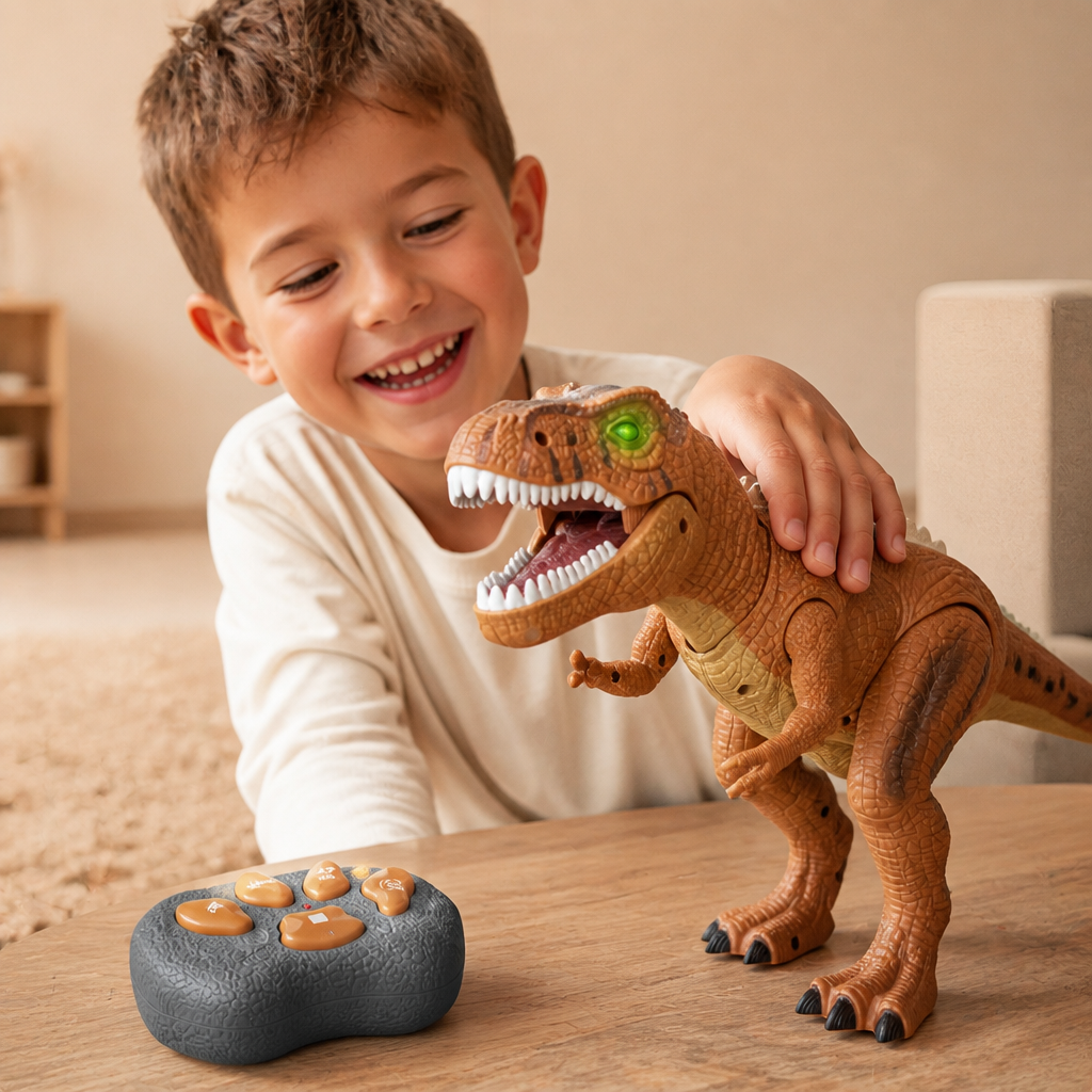 Ferngesteuerter laufender T-Rex – RC-Dinosaurier mit Sprühnebel, Licht & Sound