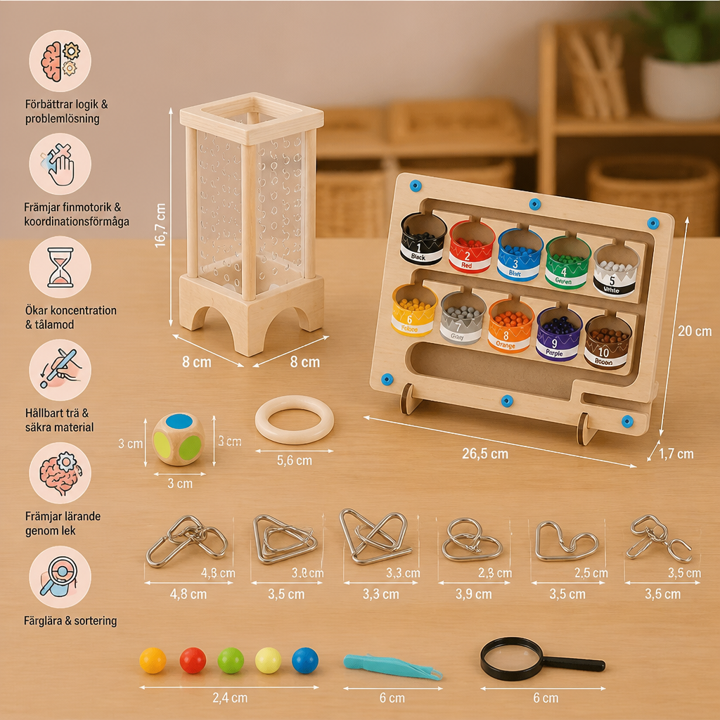 3-Teiliges Montessori Spiel- & Entwicklungs Rätselset für Kinder