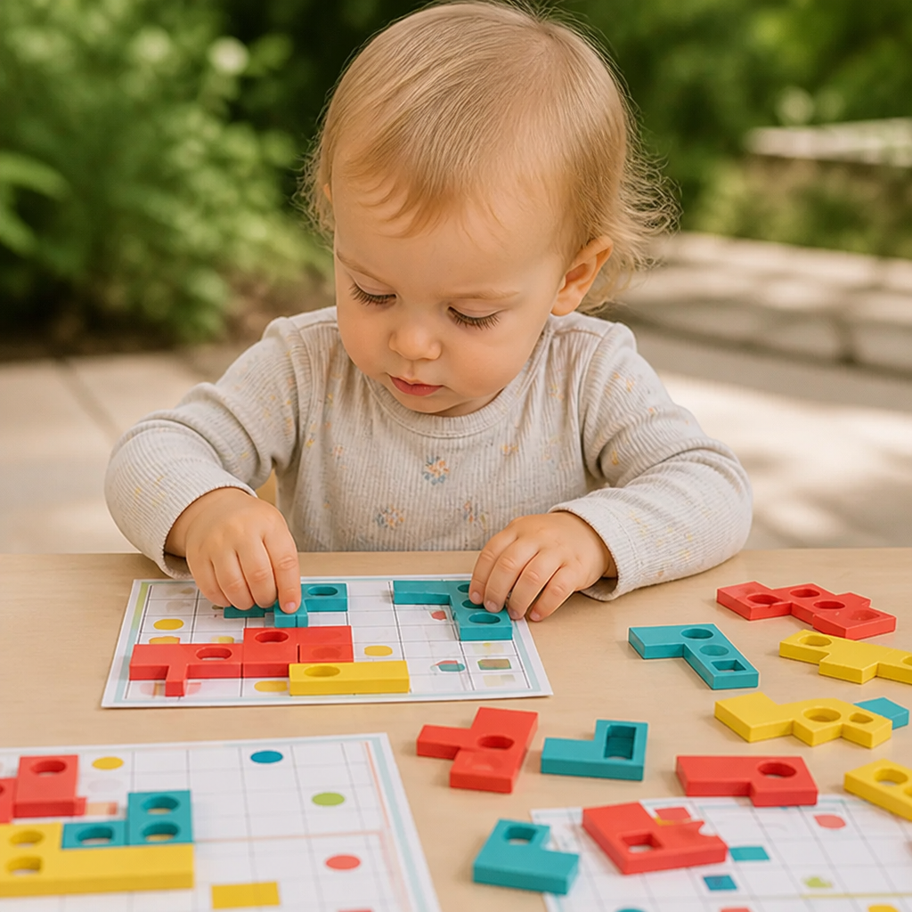 Montessori Holz-Formenpuzzle – Farben- & Logik-Denkspiel für Kinder