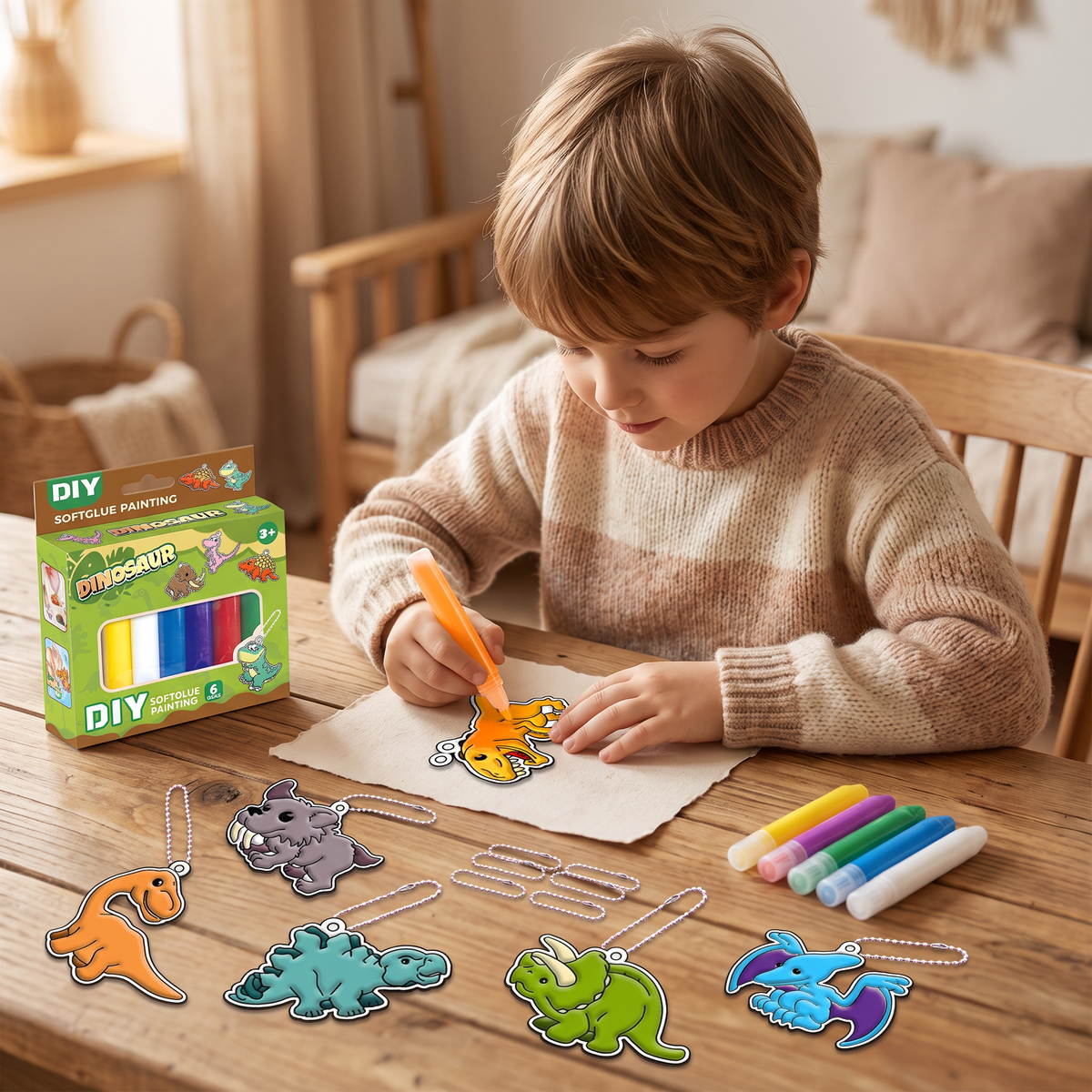 DIY-Weihnachtsanhänger-Bastelset mit kleberfreier Maltechnik für Kinder