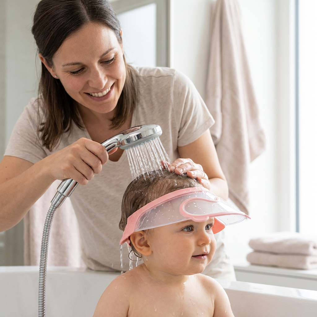 Verstellbarer Baby-Wasser- & Shampoo-Schutzschirm mit 360° Augen- & Ohrenschutz