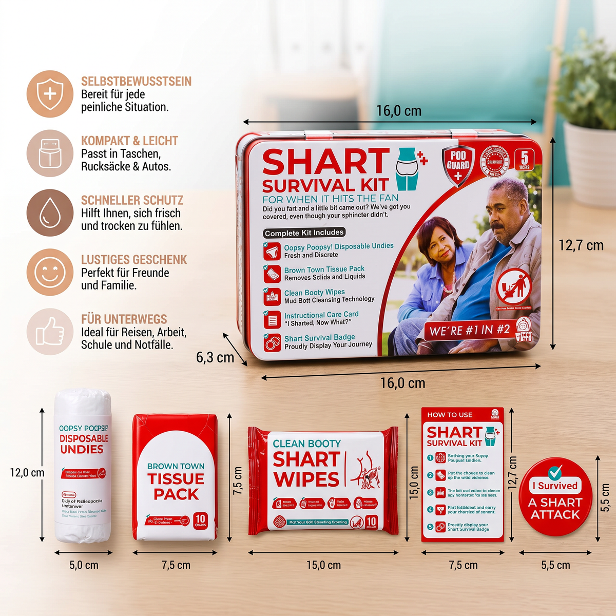 Lustiges "Shart Survival Kit“ – Ultimatives Scherzgeschenk-Set für peinliche Toilettenmomente