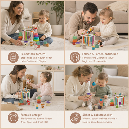 5-in-1 Montessori-Sensorik-Spielset für Babys aus weichem Gummi mit Stapel- & Sortierspielzeug – 26 Teile
