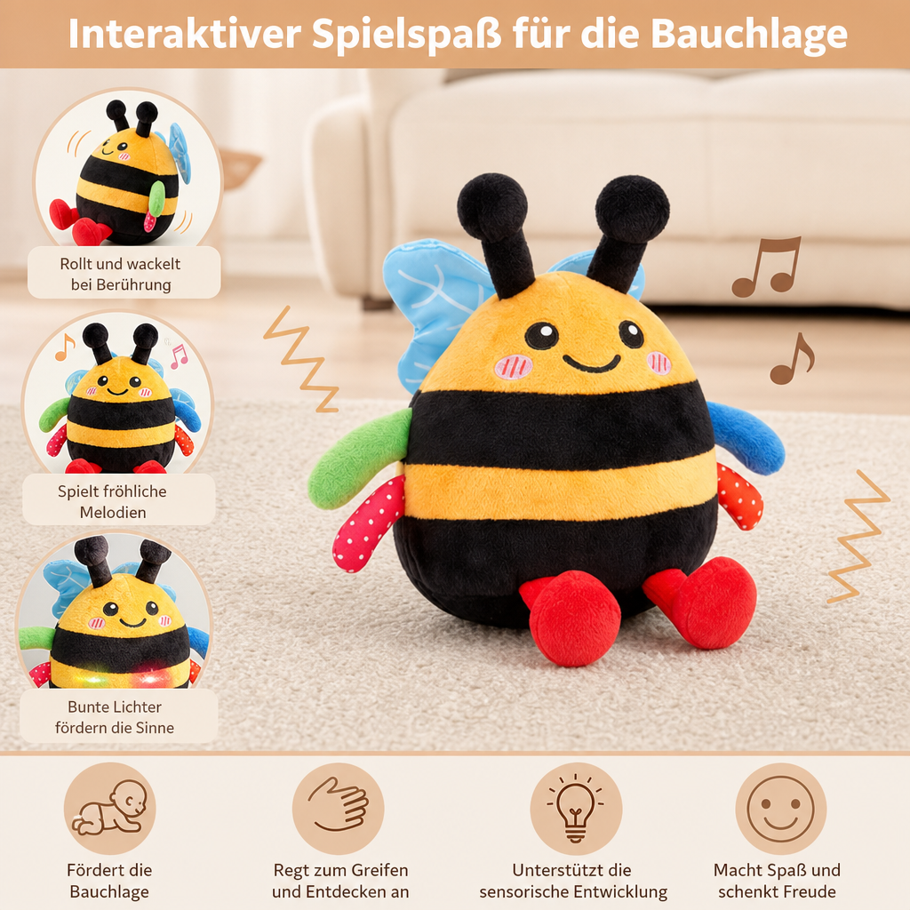 Interaktives musikalisches Plüsch-Bienchen für die Bauchlage