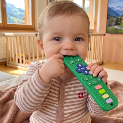 Baby-Beißring in Fernbedienungsform aus Silikon – BPA-freies sensorisches Kauspielzeug