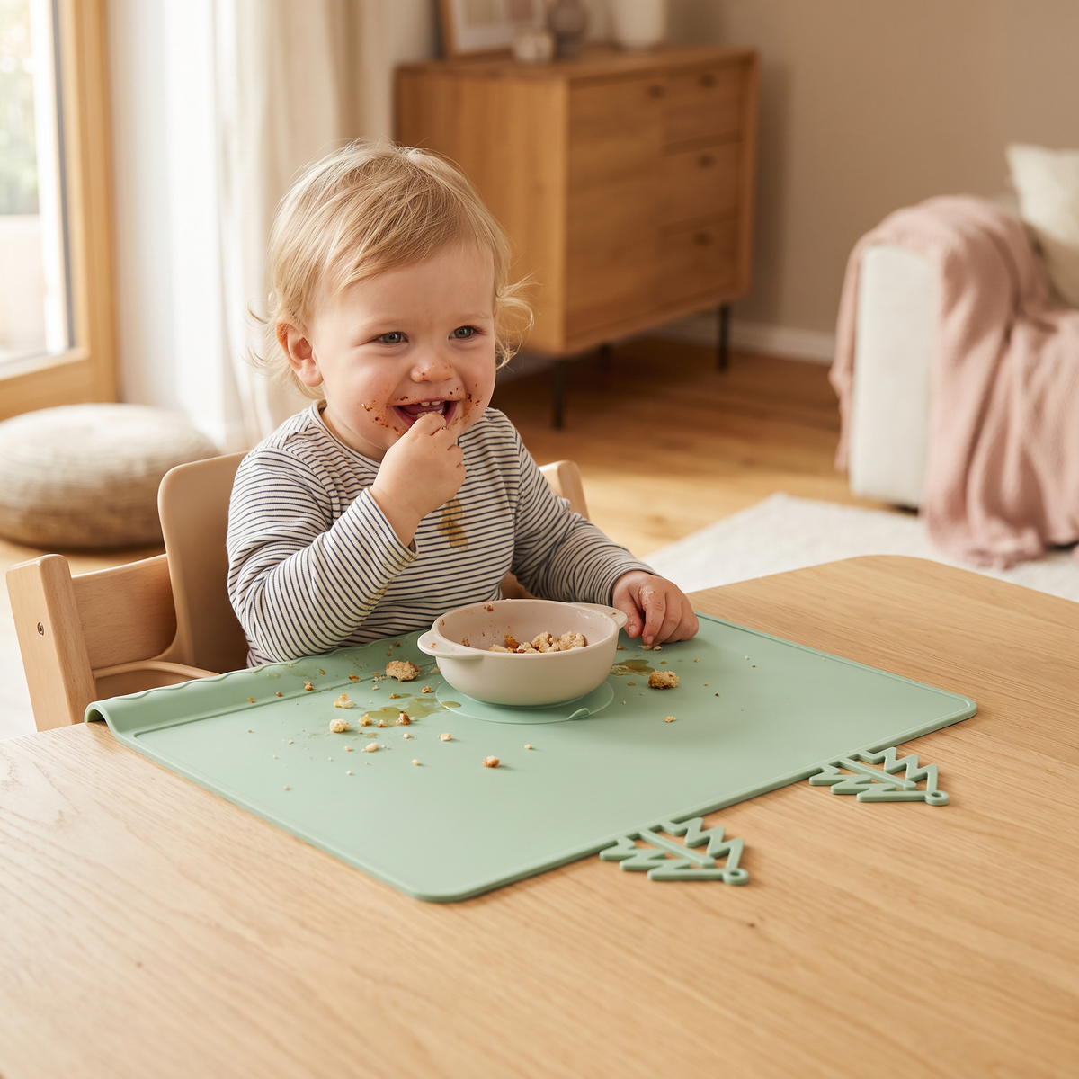 BabySafe praktische & hygienische Silikon-Babytischmatte mit erhöhtem Rand