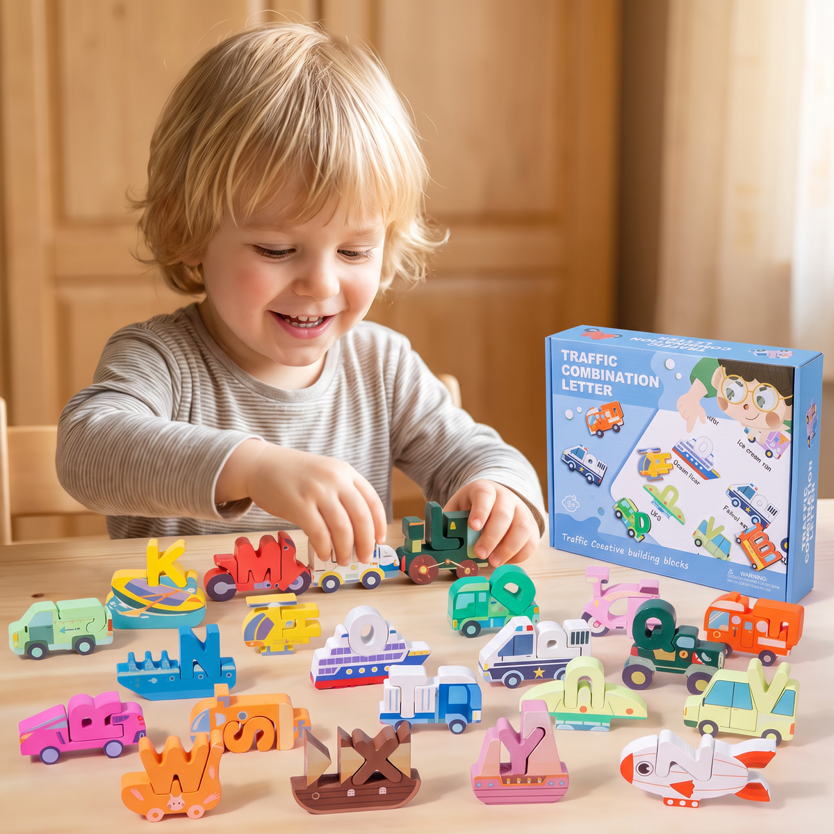 52-teiliges Montessori-3D-Alphabet-Bausteinset