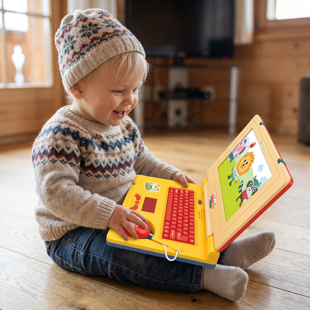 Interaktiver Kinder-Laptop mit Licht, Musik & scrollendem Bildschirm