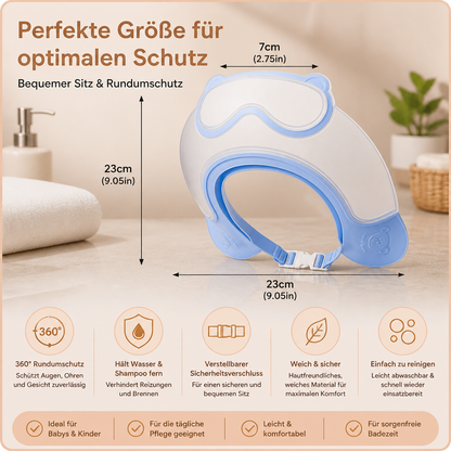 Verstellbarer Baby-Wasser- & Shampoo-Schutzschirm mit 360° Augen- & Ohrenschutz