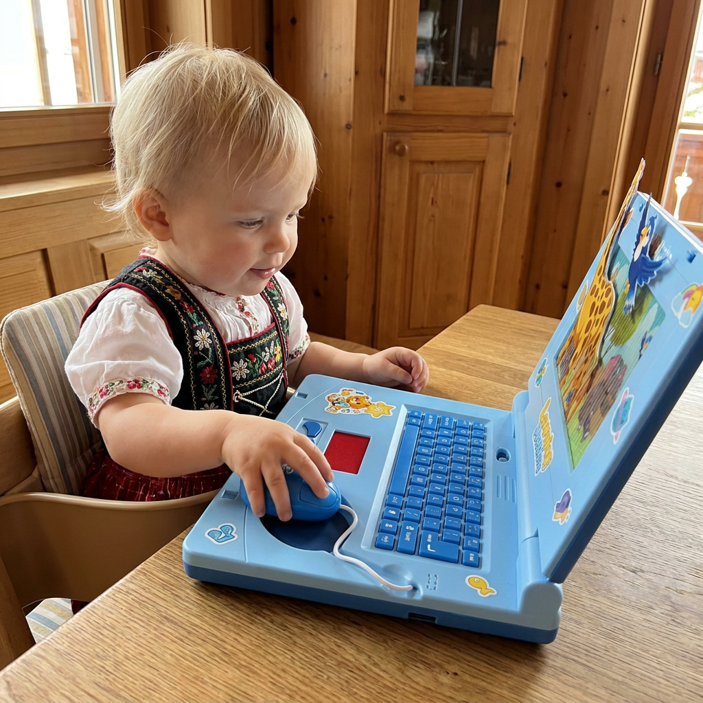 Interaktiver Kinder-Laptop mit Licht, Musik & scrollendem Bildschirm