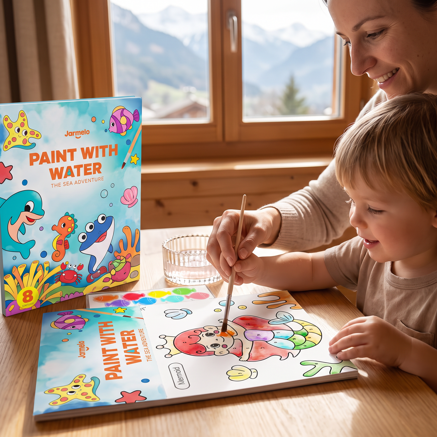 Aquarell-Malbuch mit Pinsel – Sauberer Malspaß nur mit Wasser