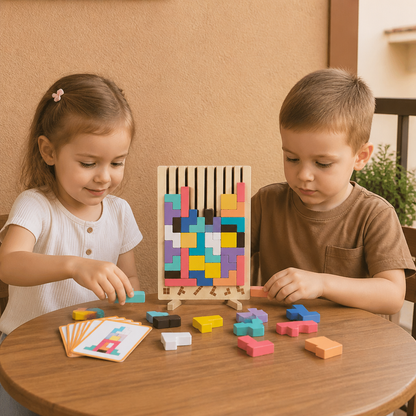 Montessori-Holzbaustein- und Formenspiel