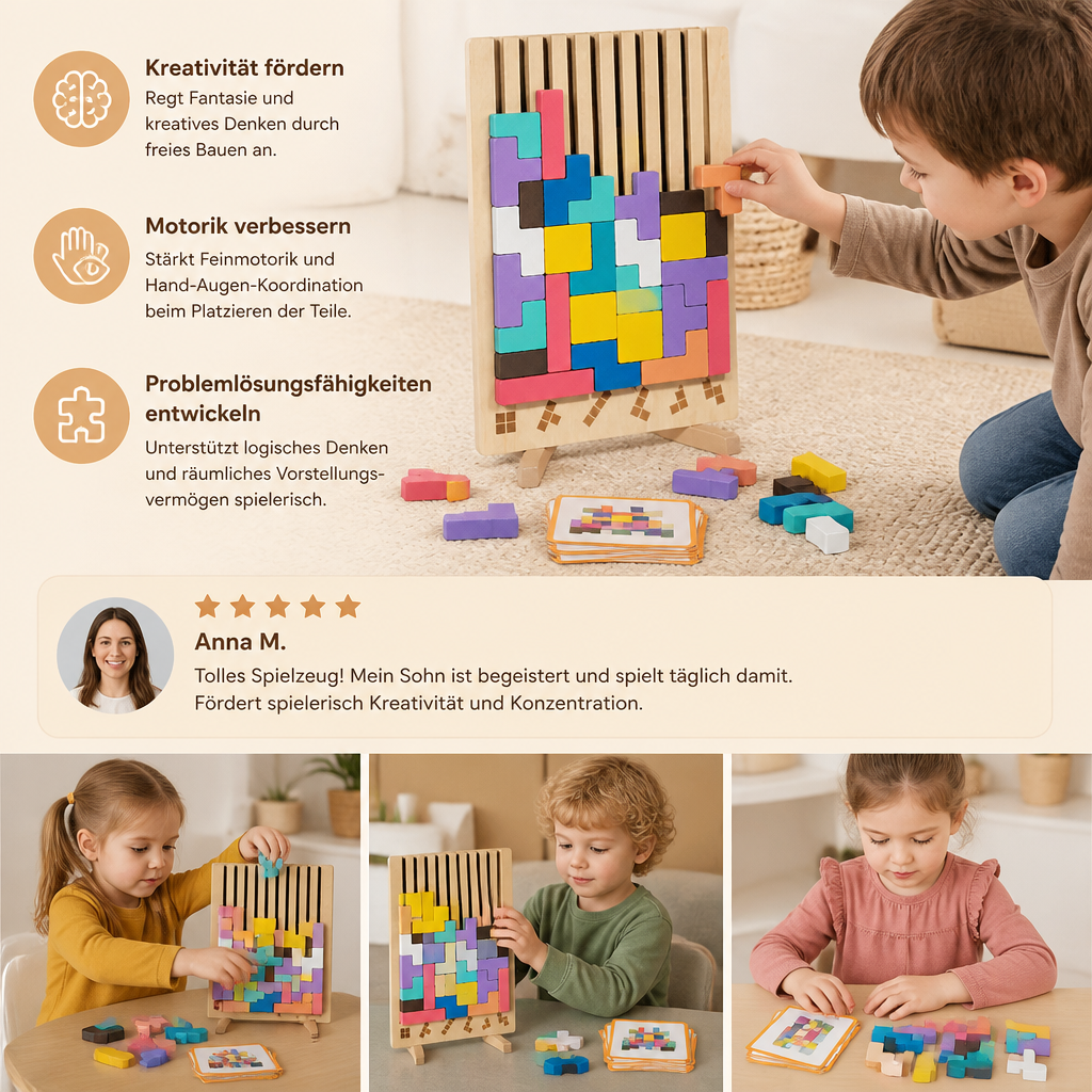 Montessori-Holzbaustein- und Formenspiel