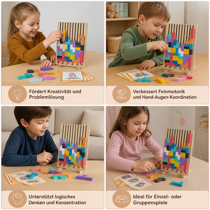 Montessori-Holzbaustein- und Formenspiel