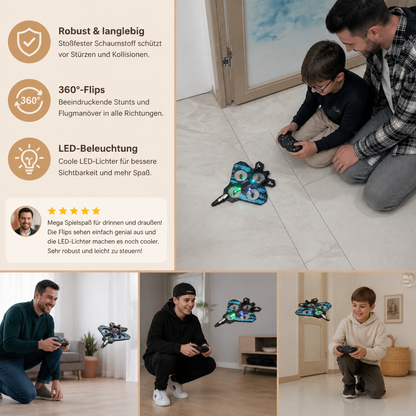 Robuste RC-Kampfjet-Drohne aus Schaumstoff für drinnen & draußen – 360°-Flips & LED-Lichter