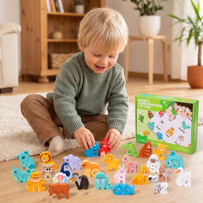 52-teiliges Montessori-3D-Alphabet-Bausteinset