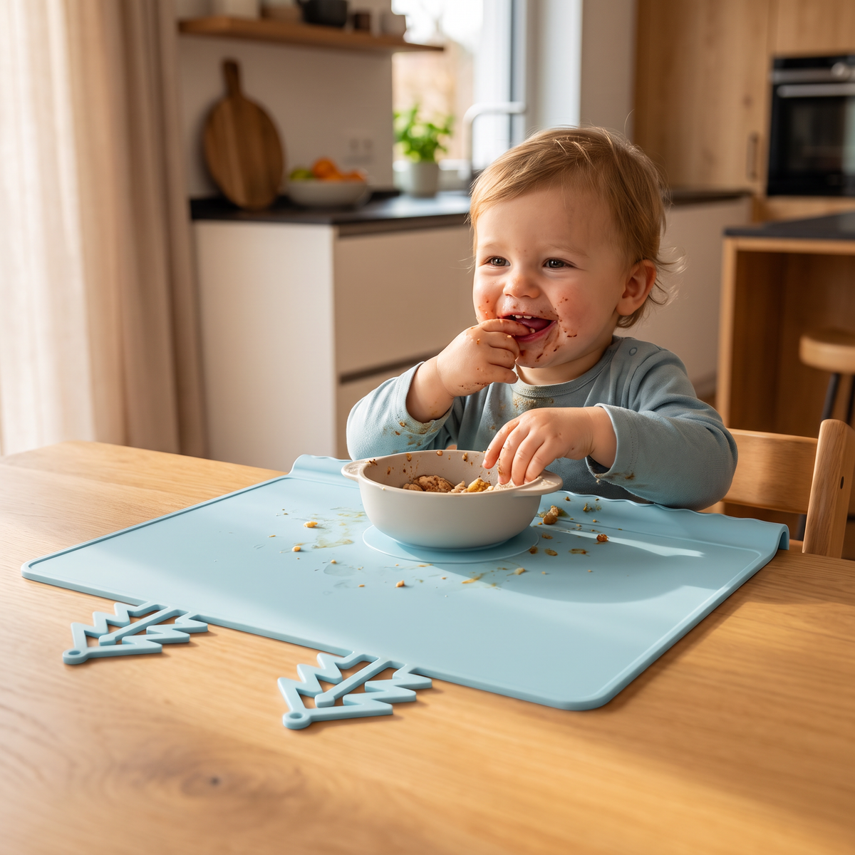 BabySafe praktische & hygienische Silikon-Babytischmatte mit erhöhtem Rand