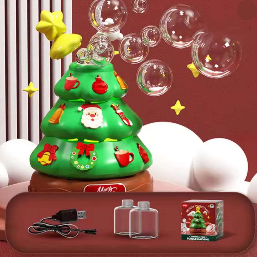 Musik Seifenblasen Weihnachtsbaum mit Sticker zum Dekorieren