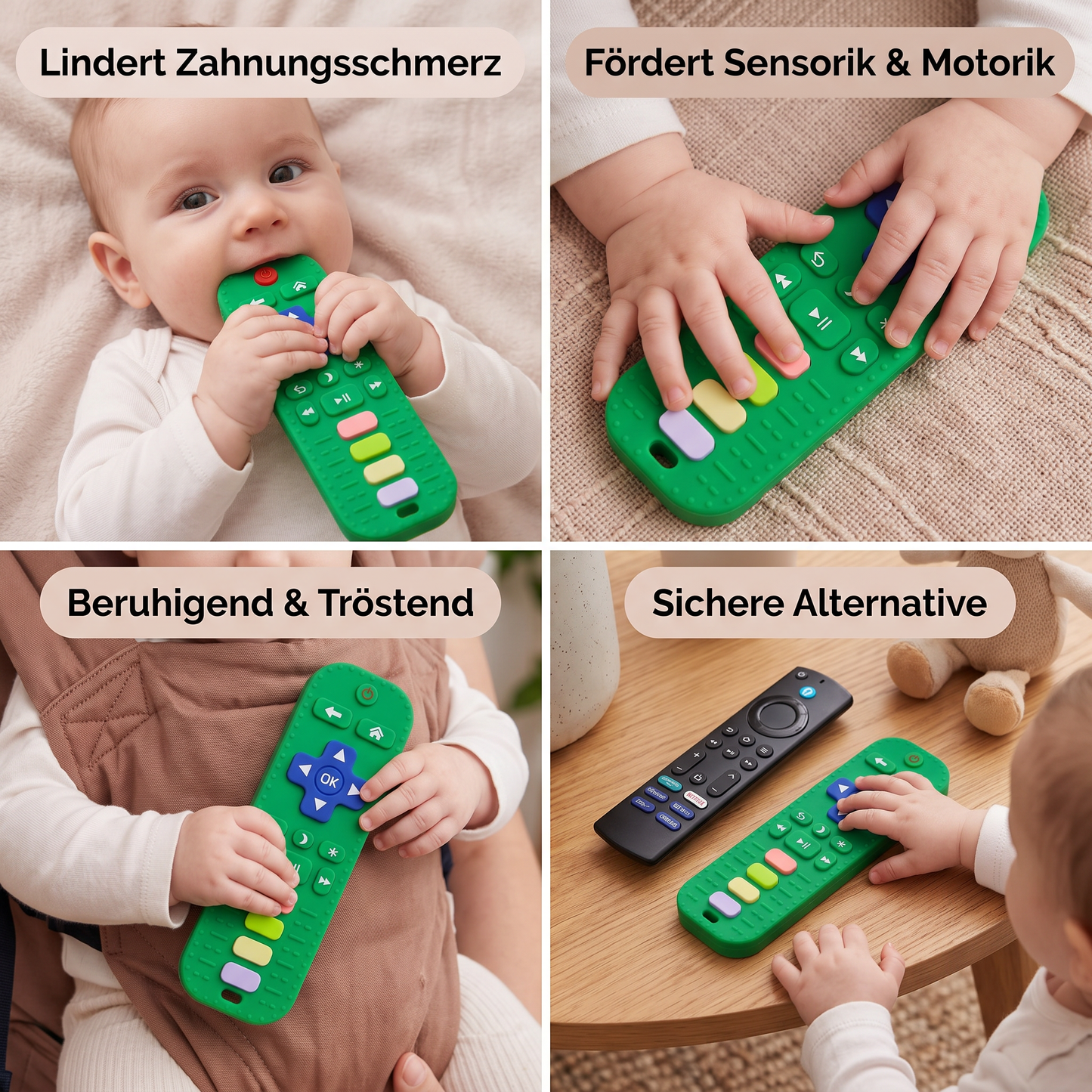 Baby-Beißring in Fernbedienungsform aus Silikon – BPA-freies sensorisches Kauspielzeug