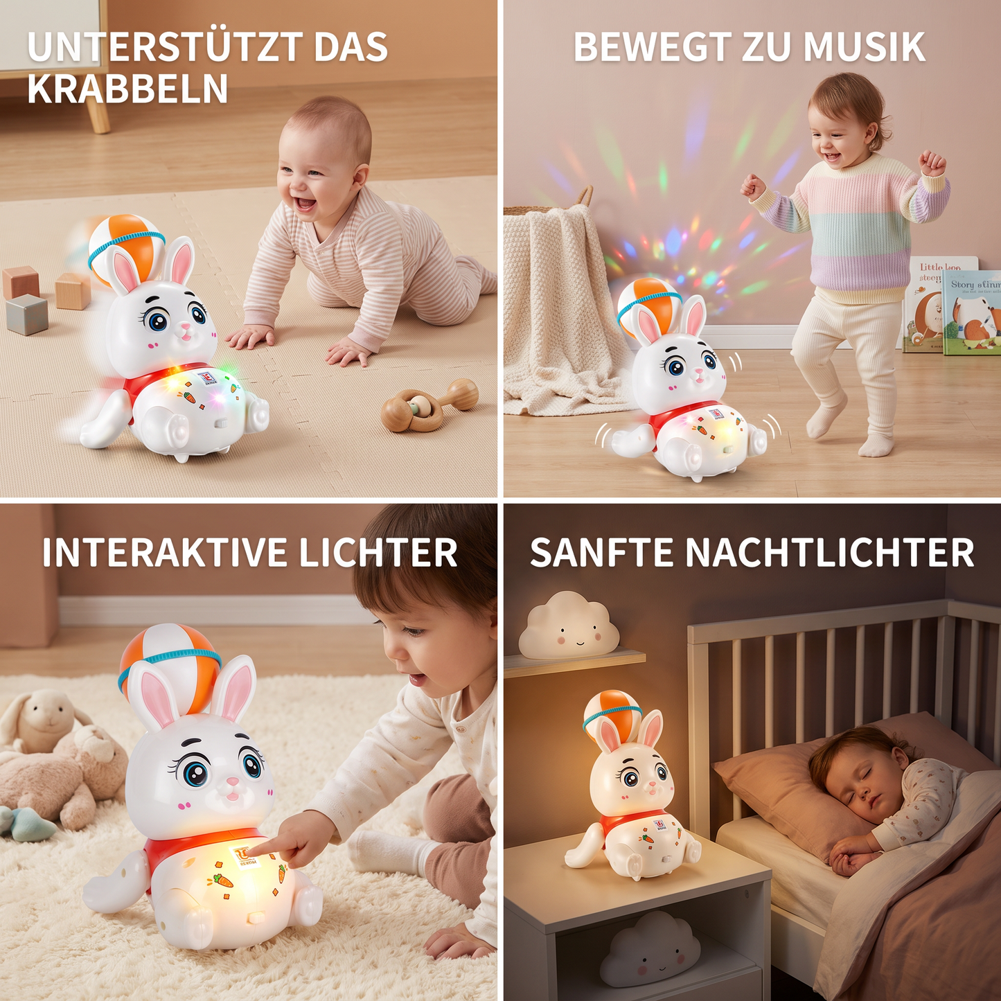 Interaktives tanzendes Hasen-Spielzeug – Lichter, Musik & lustige Bewegungen