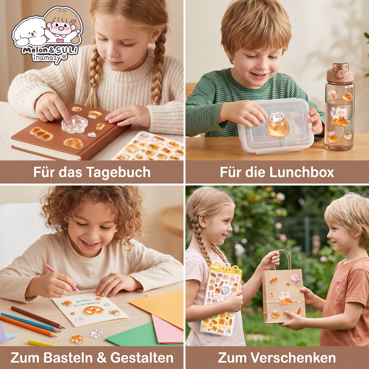 3D-Pfoten-Sticker – Niedliche weiche Puffy-Sticker für Kinder