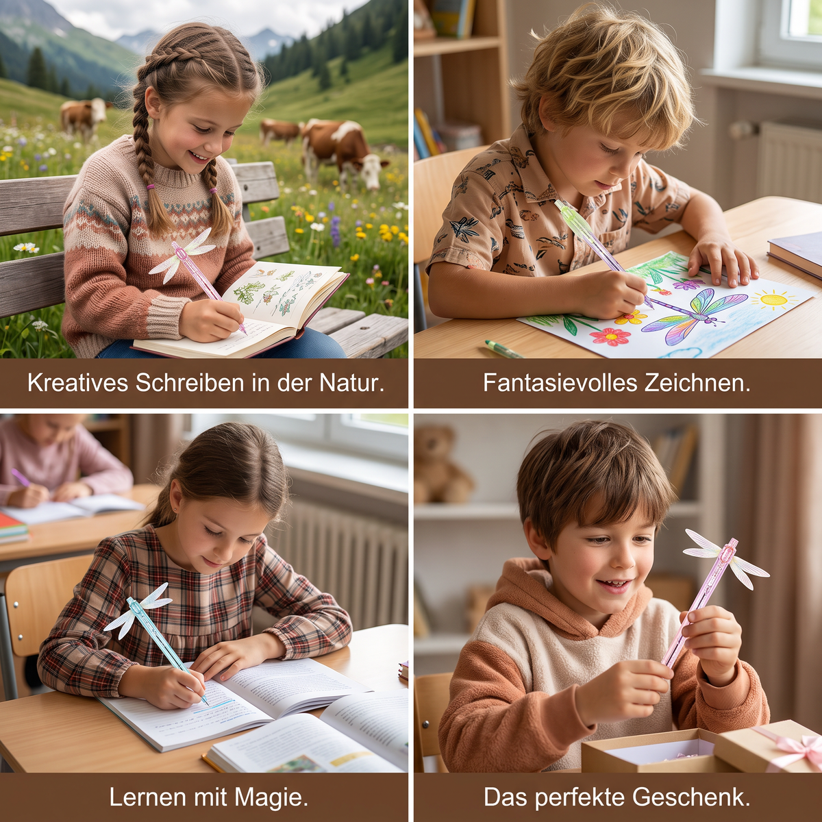 Magischer Gelstift mit Libellenflügeln