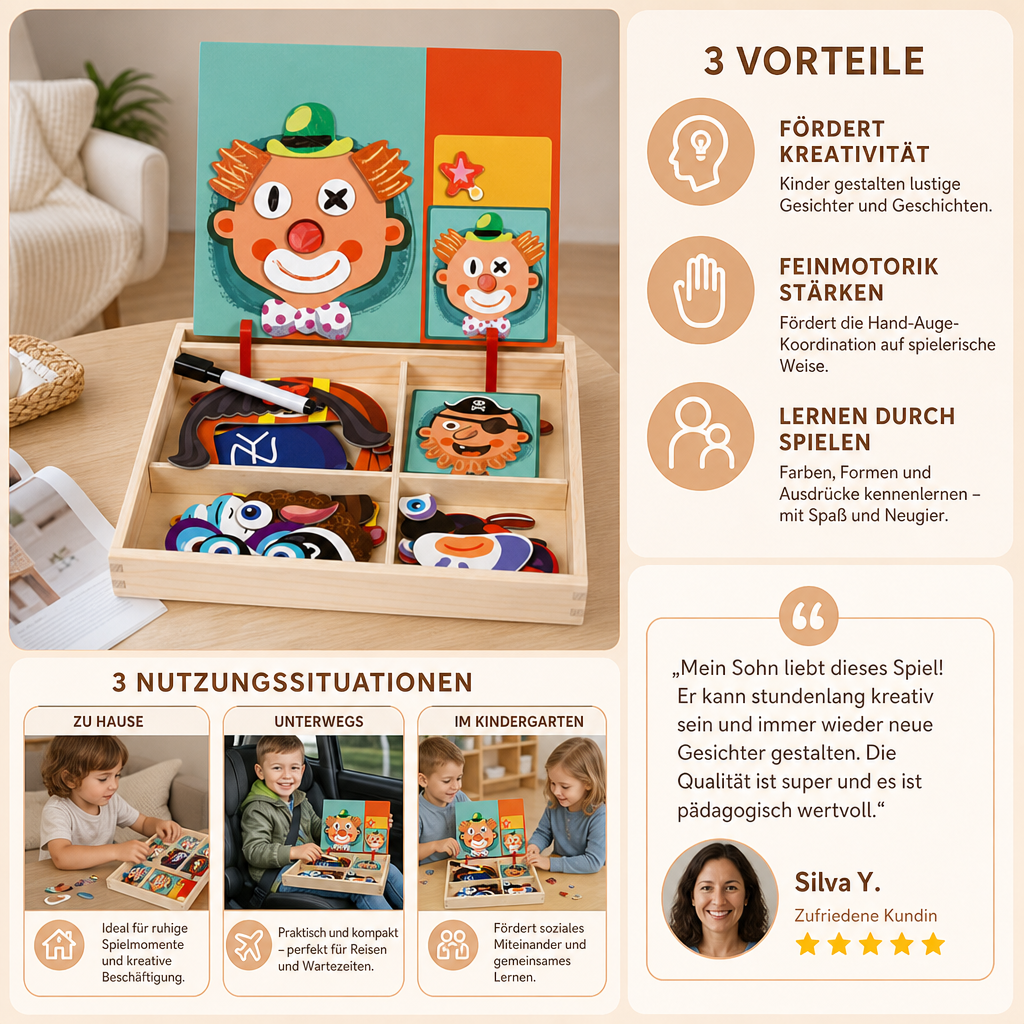 Magnetisches Holz-Anzieh- und Zuordnungsspiel – Kreatives Lernspielzeug