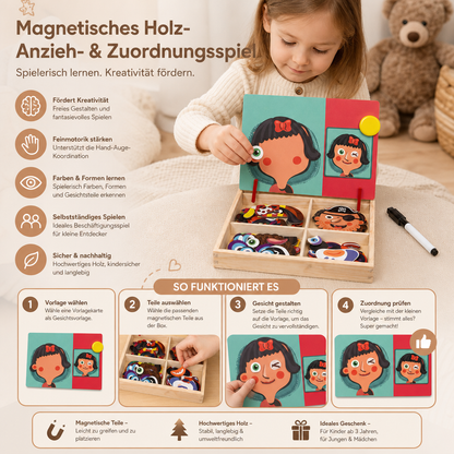 Magnetisches Holz-Anzieh- und Zuordnungsspiel – Kreatives Lernspielzeug