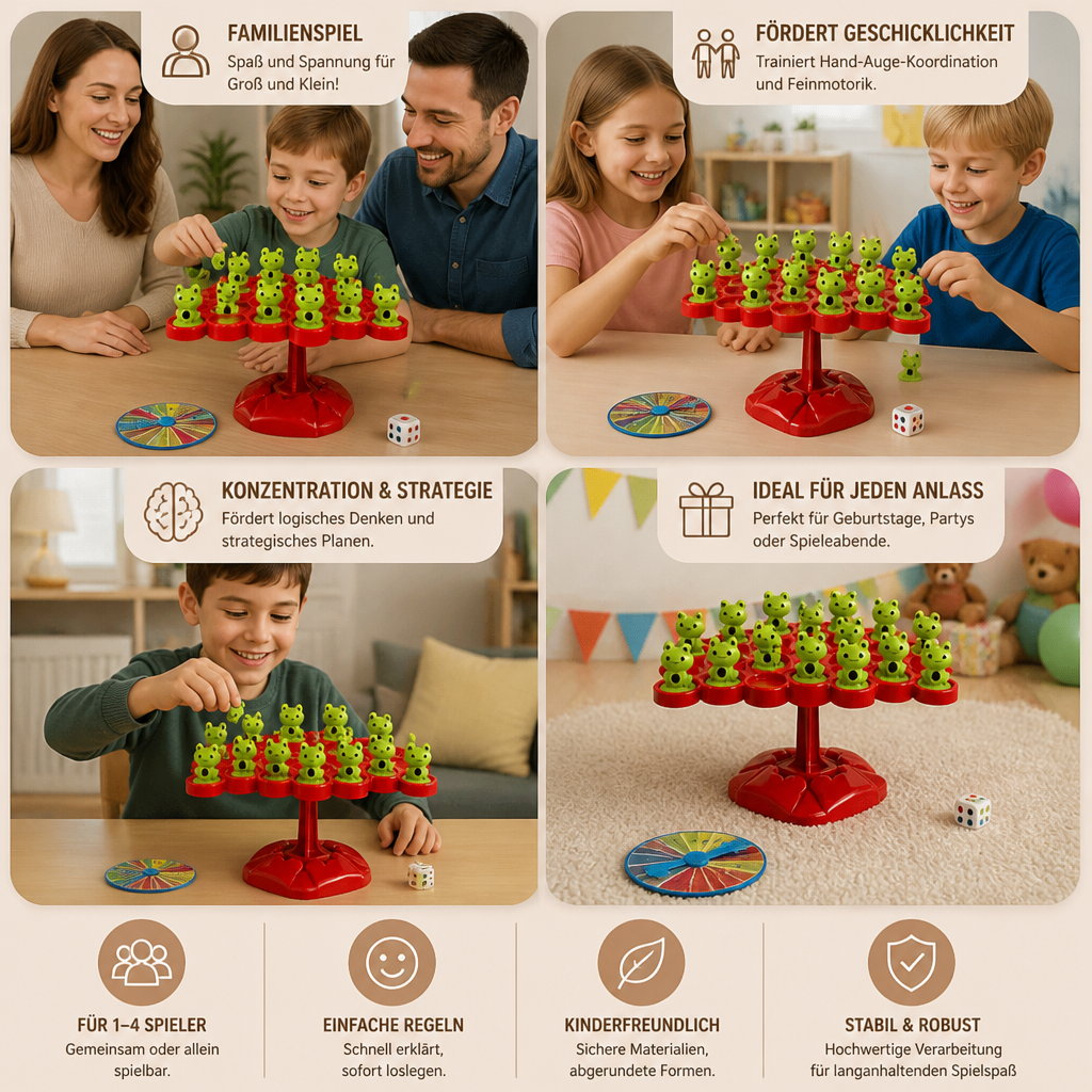 Frosch-Balancebrett – Geschicklichkeitsspiel für die ganze Familie