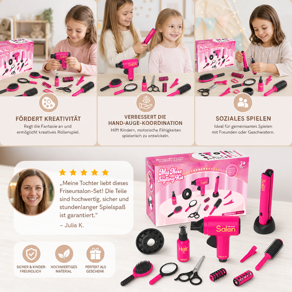 14-teiliges Kinder-Friseursalon-Rollenspielset