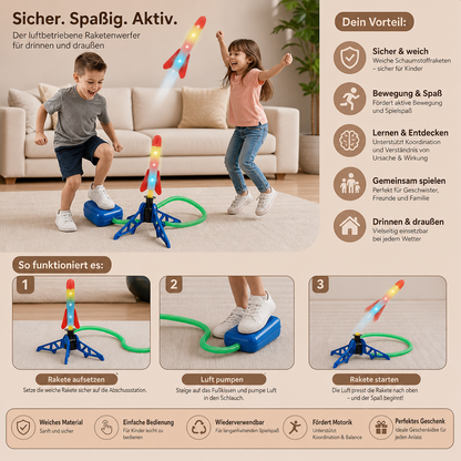 Sicherer & weicher Raketenwerfer für Kinder – Luftbetriebenes Spielzeug für drinnen