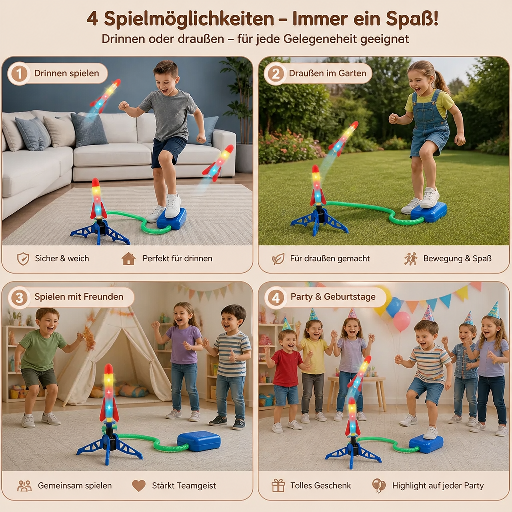 Sicherer & weicher Raketenwerfer für Kinder – Luftbetriebenes Spielzeug für drinnen
