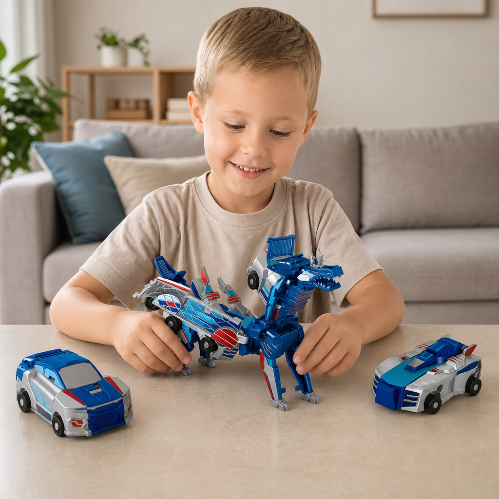 2-in-1 Magnetisches Verwandlungsauto & Dinosaurier-Spielzeug mit automatischer Kollisionsfunktion