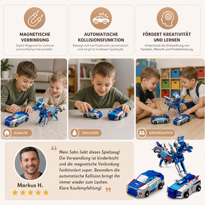 2-in-1 Magnetisches Verwandlungsauto & Dinosaurier-Spielzeug mit automatischer Kollisionsfunktion