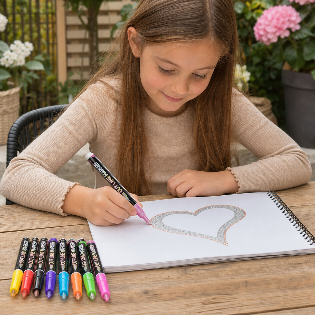 Schimmernde Konturen- & Metallic-Glitzermarker im Set