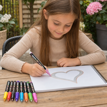 Schimmernde Konturen- & Metallic-Glitzermarker im Set