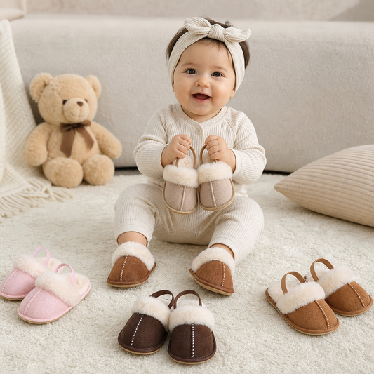 Flauschige Hausschuhe für Babys & Kleinkinder mit weichem Plüschfutter und rutschfesten Sohlen